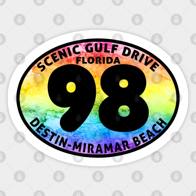 Scenic Gulf Drive Highway 98 Destin Beach Florida Palms Panhandle Emerald Coast Sticker by TravelTime